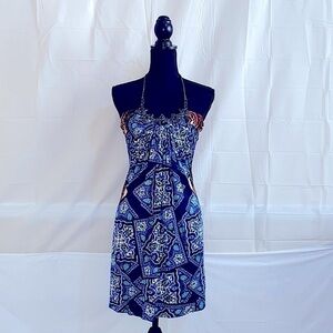Sky 100% Silk Halter Top Dress Size S